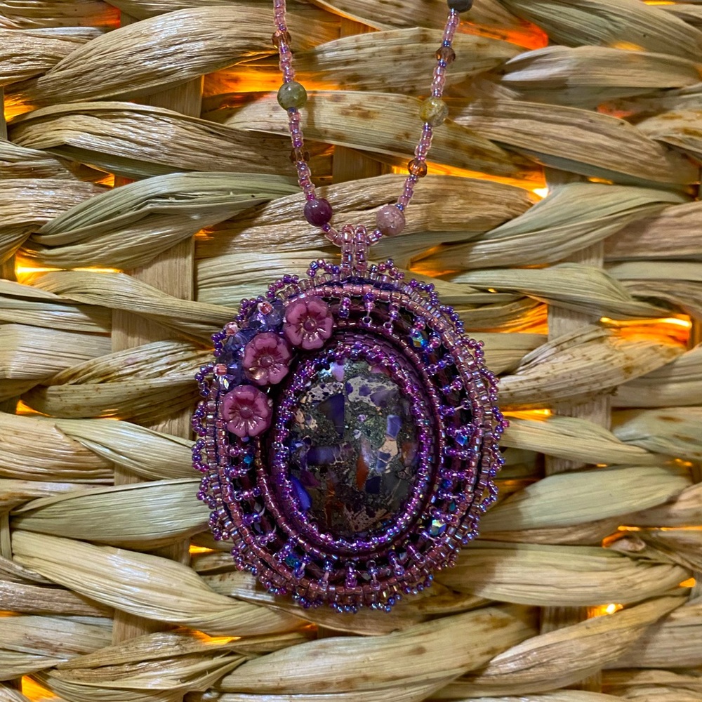One of a kind hand beaded cabachon.